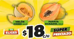Merco Chino - melón kilo or papaya maradol kilo oferta
