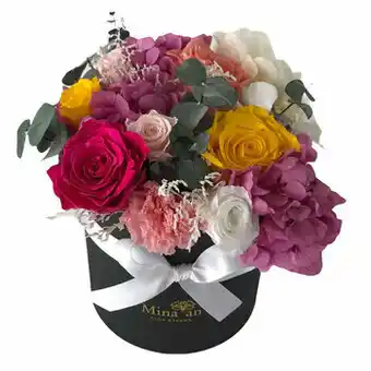 Mina'an Flor Eterna, Bouquet con Flores Preservadas Diversas, Varios Colores y Follaje