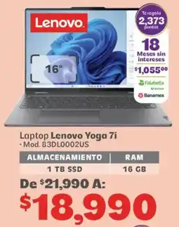Soriana Híper Lenovo laptop yoga 16" oferta