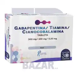 Farmacias Bazar GABAPENTINA/TIAMINA/CIANOCOBALAMINA 300/100/0.20MG 30 TABLETAS SERRAL oferta