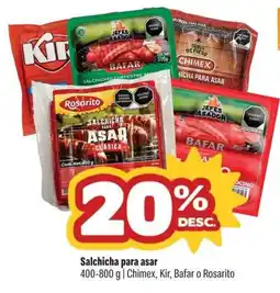 Smart & Final Chimex, kir, bafar o rosarito salchicha para asar oferta