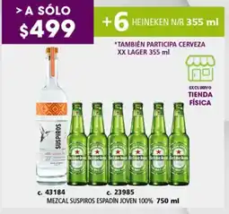 Bodegas Alianza Mezcal Suspiros Espadín Joven 100% oferta