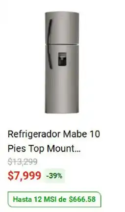 Elektra Mabe Refrigerador 10 Pies Top Mount oferta