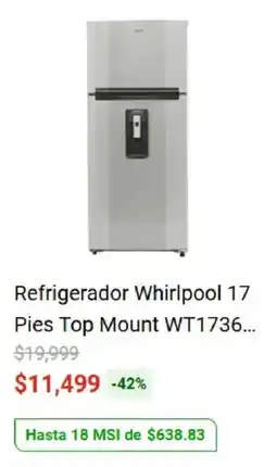 Elektra Whirlpool Refrigerador oferta