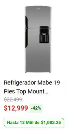 Elektra Mabe refrigerador top mount oferta