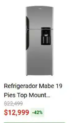 Elektra Mabe Refrigerador 19 Pies Top Mount oferta