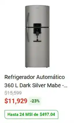 Elektra Mabe Refrigerador Automático 360 L Dark Silver oferta