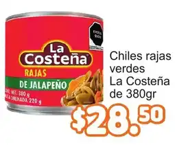 Merza La Costeña chiles rajas verdes de jalapeño oferta
