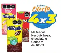 Merza Nestlé nesquik malteadas fresa, chocolate o carlos v oferta