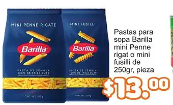 Merza Barilla pastas para sopa mini Penne rigat o mini fusilli oferta
