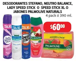 Farmacias Guadalajara Desodorantes Stefano, Neutro Balance, Lady Speed Stick o Speed Stick XL o Jabones Palmolive Naturales oferta