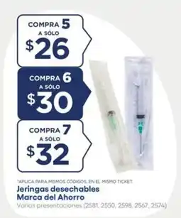 Farmacias del Ahorro Marca del Ahorro Jeringas desechables oferta