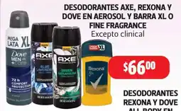 Farmacias Guadalajara Desodorantes Axe, Rexona y Dove oferta