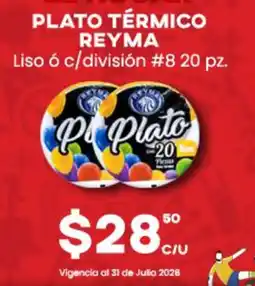 Del Rio Reyma plato térmico liso ó c/división #8 oferta