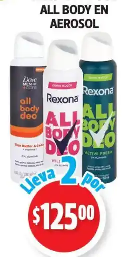 Farmacias Guadalajara Rexona all body deo oferta