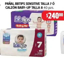 Farmacias Guadalajara bbtips pañal sensitive talla 7 ó calzón baby-up talla 8 oferta