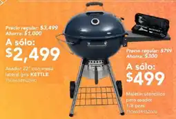 City Club Kettle Asador 22" con mesa lateral gris oferta