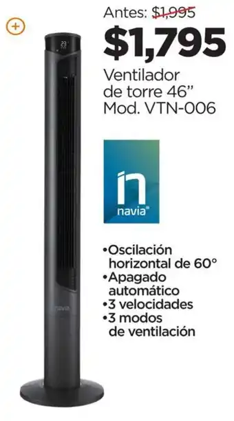 Navia Ventilador de torre 46"