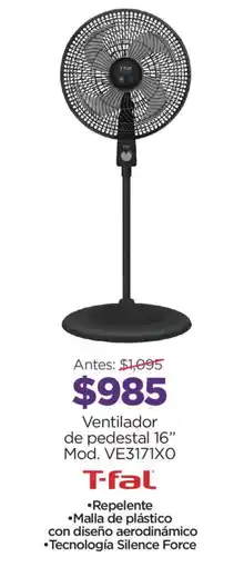 Chedraui T-fal Ventilador de pedestal 16" oferta