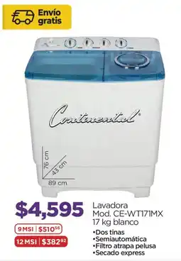 Chedraui Continental lavadora 17 kg oferta