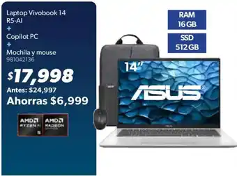 Sam's Club Asus Laptop Vivobook 14 R5-AI oferta