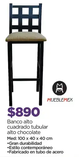 Chedraui mueblemex banco alto cuadrado tubular alto chocolate oferta