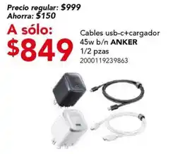 City Club Anker cables usb-c+cargador 45w b/n oferta