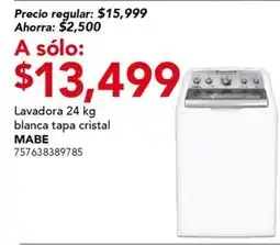 City Club Mabe lavadora 24 kg blanca tapa cristal oferta