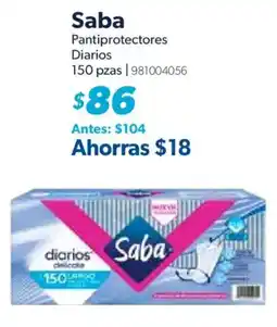 Sam's Club Saba Pantiprotectores Diarios oferta