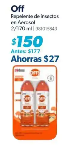 Sam's Club Off Repelente de insectos en Aerosol oferta