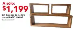 City Club basic living set 3 repisas de madera natural oferta