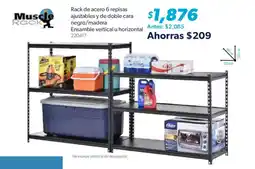 Sam's Club Muscle Rack Rack de acero 6 repisas ajustables y de doble cara negro/madera oferta