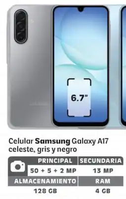 Soriana Mercado Samsung Galaxy A17 celeste, gris y negro oferta