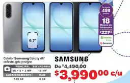 Soriana Mercado Samsung galaxy a17 celeste, gris y negro oferta
