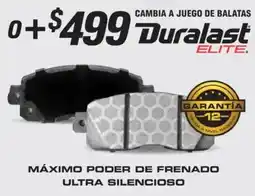 AutoZone Duralast elite cambia a juego de balatas oferta