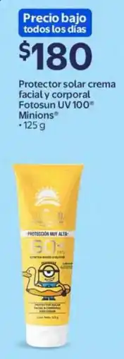 Walmart Express Fotosun protector solar crema facial y corporal minions oferta