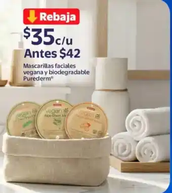 Purederm Mascarillas faciales vegana y biodegradable