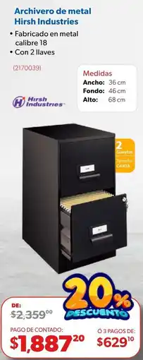 Ofix Hirsh Industries Archivero de metal oferta
