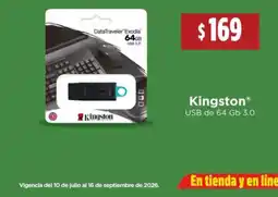 Bodega Aurrerá Kingston USB de 64 Gb 3.0 oferta