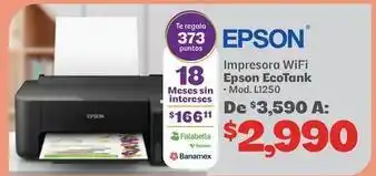 Soriana Híper Epson - impresora wifi ecotank - mod. l1250 oferta