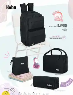 Price Shoes Kebo backpack set 4 pzas oferta