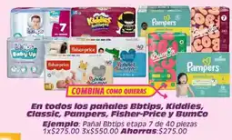 Soriana Súper Bbtips Kiddies Classic Pampers Fisher-Price BumCo oferta