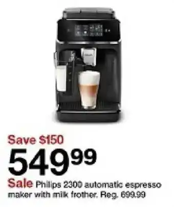 Philips 2300 automatic espresso maker with milk frother