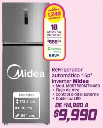 Soriana Híper Midea refrigerador automatico 15p3 inverter oferta