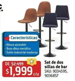 Sodimac Homecenter Set de dos sillas de bar oferta