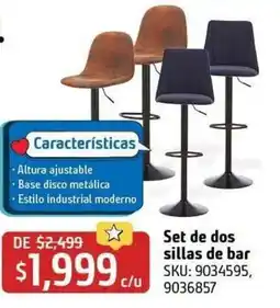 Sodimac Homecenter Set de dos sillas de bar oferta