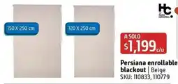 Sodimac Homecenter Home collection Persiana enrollable blackout | Beige oferta