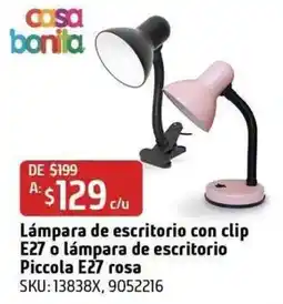 Sodimac Homecenter casa bonita Lámpara de escritorio con clip E27 o lámpara de escritorio Piccola E27 rosa oferta