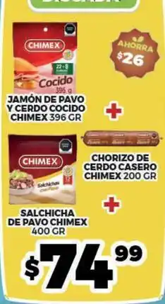 Merco Chimex - jamón de pavo y cerdo cocido, chorizo de cerdo casero, salchicha de pavo oferta