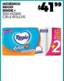 Merco Regio - higiénico rinde + 300 hojas c/6+2 rollos oferta